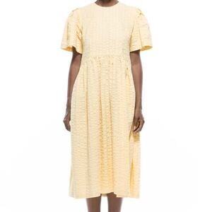 NWT Toit Volant Spring Garden Dress 2.0 Charlock Butter Yellow Midi XS/Small